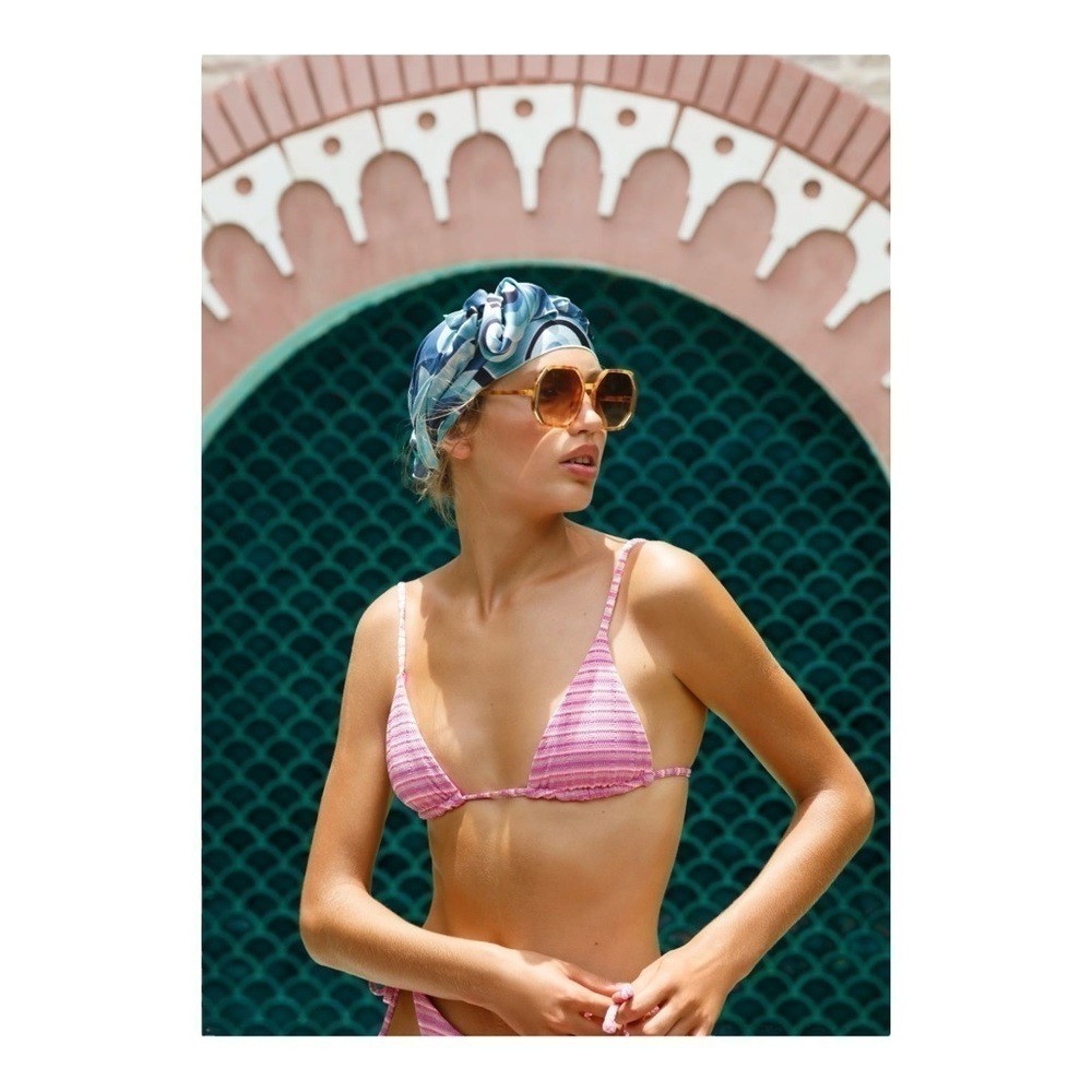 L*Space Electric Pique Stripe Brittany Bikini Top NWT